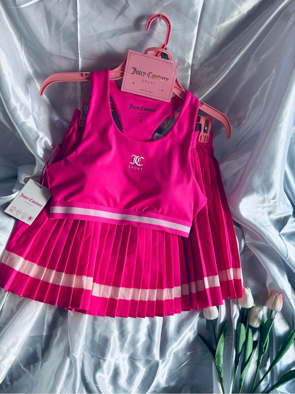 Juicy Couture Sport Tank Tennis Dress - Hot Pink with White Trim